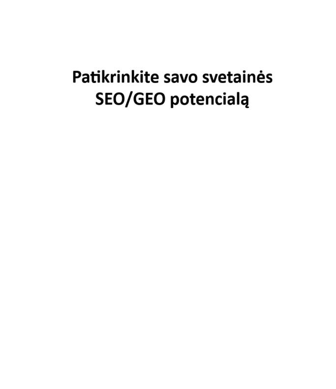 Nemokamas SEO / GEO auditas